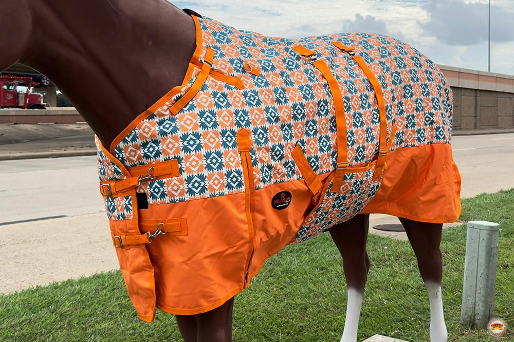 Hilason Orange 80 In 1200D Winter Waterproof Poly Horse Blanket Belly Wrap | Horse Blanket | Horse